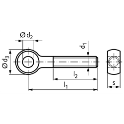 Augenschraube DIN 444 Gewinde M6x32mm l1=50mm Edelstahl 1.4305 , Technische Zeichnung