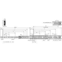Auszugschienensatz DZ 3732 Schienenlänge 600mm hell verzinkt, Technische Zeichnung