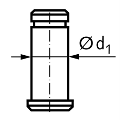 Bolzenset mit Sicherung KL ø8mm; für Gabelköpfe Größe 8x16 und 8x32, Technische Zeichnung