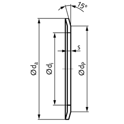 Bordscheibe Stärke 1mm Ø 30 x 25 x 21,5mm Stahl verzinkt, Technische Zeichnung