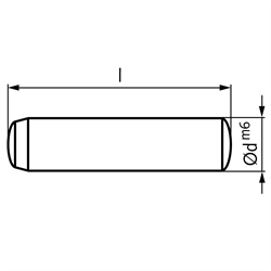 Zylinderstift DIN 6325 Stahl gehärtet Durchmesser 1m6 Länge 8mm, Technische Zeichnung