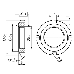 Nutmutter DIN 70852 M12x1,5 verzinkt, Technische Zeichnung