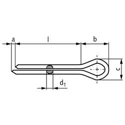 Splint DIN EN ISO 1234 (ex DIN 94) 5 x 25 verzinkt, Technische Zeichnung