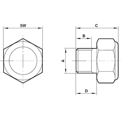Einschraubfilter Gewinde G1/2A , Technische Zeichnung