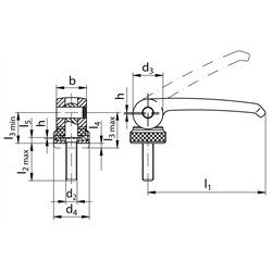 Exzenterspanner 927 Form A M6x20 , Technische Zeichnung