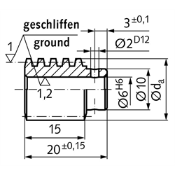 Präzisions-Schnecke Achsabstand 17mm i=15 , Technische Zeichnung