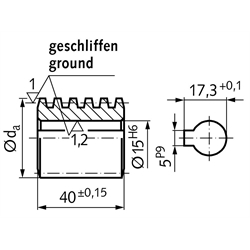 Präzisions-Schnecke Achsabstand 63mm Übersetzung i=34:1 , Technische Zeichnung