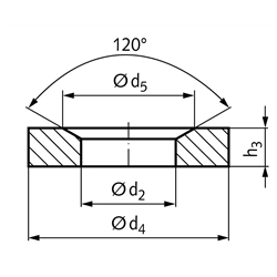 Kegelpfanne DIN 6319 Form G Innen-Ø 35mm Außen-Ø 68mm für Bolzen- Ø 30mm 1.4301, Technische Zeichnung