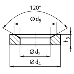 Kegelpfanne DIN6319 Form D Innen-Ø 12mm Außen-Ø 21mm für Bolzendurchmesser 10mm Edelstahl 1.4401, Technische Zeichnung