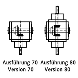 Kegelradgetriebe KU/I Bauart H Größe 2 Ausführung 80 Übersetzung 6:1 (Betriebsanleitung im Internet unter www.maedler.de im Bereich Downloads), Technische Zeichnung