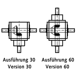 Kegelradgetriebe KU/I Bauart L Größe 1 Ausführung 30 Übersetzung 1,5:1 (Betriebsanleitung im Internet unter www.maedler.de im Bereich Downloads), Technische Zeichnung