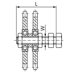 Zweifach-Kettenradsatz 08 B-2 1/2"x5/16" Z=15 Edelstahl, Technische Zeichnung