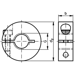 Gewinde-Klemmring geschlitzt Edelstahl 1.4305 Gewinde M 24 x 3,00 mit Schraube DIN 912 A2-70 , Technische Zeichnung