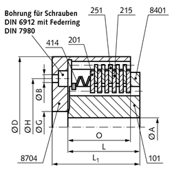 Rutschkupplung PD Drehmoment einstellbar bis 14 Nm Außendurchmesser 55mm Vorbohrung 10mm max. Bohrung 20mm, Technische Zeichnung