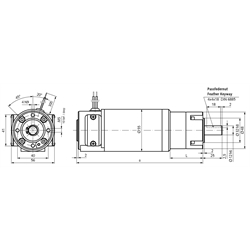 Kleingetriebemotor PE mit Gleichstrommotor 24V Größe 2 n2=600 /min i=5:1 , Technische Zeichnung