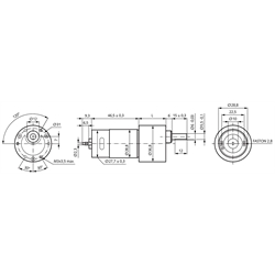 Stirnrad-Kleingetriebemotor SF mit Gleichstrommotor 24V i=150:1 Leerlaufdrehzahl 43 /min , Technische Zeichnung