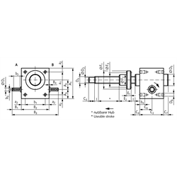 Spindelhubgetriebe NPT Baugröße 1 Ausführung C Basishubgetriebe ohne Spindel für Spindel Tr.18x4 (Betriebsanleitung im Internet unter www.maedler.de im Bereich Downloads), Technische Zeichnung