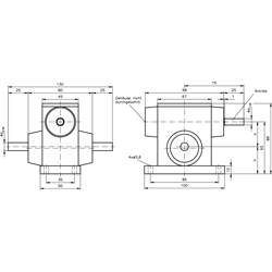 Schneckengetriebe G/II Ausführung B Achsabstand 33mm Übersetzung 56:1 (Betriebsanleitung im Internet unter www.maedler.de im Bereich Downloads), Technische Zeichnung