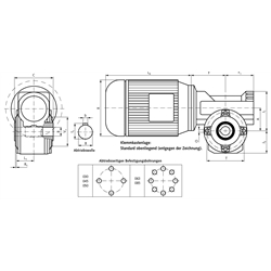 Schneckengetriebemotor HMD/I Grundausführung Getriebegröße 085 n2=37,9 /min 0,75kW 230/400V 50Hz IE3 Abtrieb Hohlwelle (Betriebsanleitung im Internet unter www.maedler.de im Bereich Downloads), Technische Zeichnung