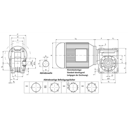 Schneckengetriebemotor HMD/II Grundausführung Getriebegröße 085 n2=102 /min 1,5kW 230/400V 50Hz IE3 Abtrieb Hohlwelle (Betriebsanleitung im Internet unter www.maedler.de im Bereich Downloads), Technische Zeichnung