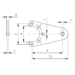 Drehmomentstütze für Schneckengetriebemotor HMD/II Getriebegröße 050, Technische Zeichnung