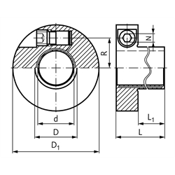 Spannbuchse E Bohrung 30mm , Technische Zeichnung