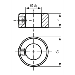 Stellring DIN 705 A Bohrung 40mm Oberfläche brüniert Gewindestift mit Innensechskant nach DIN EN ISO 4027 (alte DIN 914), Technische Zeichnung