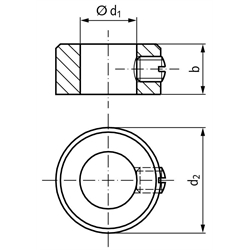 Stellring DIN 705 A Bohrung 8mm brüniert Gewindestift mit Schlitz nach DIN EN 27434 (alte DIN 553), Technische Zeichnung
