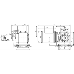 Schnecken-Stirnradgetriebemotor SRS 90 Watt 230/400V 50Hz IE1 i=142:1 Abtriebsdrehzahl ca. 10 /min Md2=41Nm (Betriebsanleitung im Internet unter www.maedler.de im Bereich Downloads), Technische Zeichnung