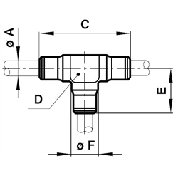 T-Verbindung Rohr-Außendurchmesser 12mm , Technische Zeichnung