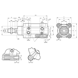 Doppeltwirkender Normzylinder nach ISO 15552 Zylinderdurchmesser 50mm Hub 125mm Druck max. 12 bar 
, Technische Zeichnung