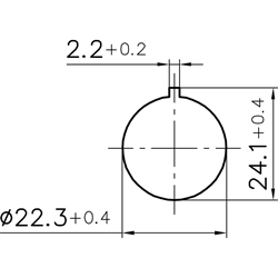 Not-Halt-Taster 2Ö, Einbau-Ø 22,3mm, M12-Stecker 4-polig , Technische Zeichnung