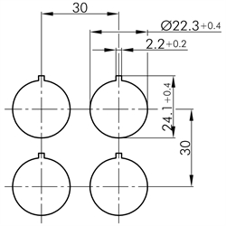 Einbaubuchse RJ45, Buchse RJ45 / Stecker RJ45 (60 cm) , Technische Zeichnung