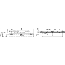 Aufsteckwinkelpaar DZ 633 für Auszugschienen Winkellänge 446,8mm, hell verzinkt, Technische Zeichnung