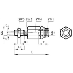 Ausgleichskupplung für Zylinderdurchmesser 40mm Gewinde M12x1,25 , Technische Zeichnung