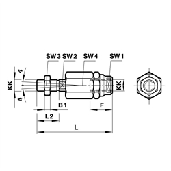 Ausgleichskupplung für Zylinderdurchmesser 10mm , Technische Zeichnung
