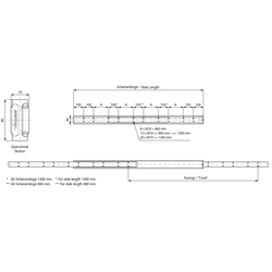 Auszugschiene DZ 4180 Schienenlänge 1350mm hell verzinkt, Technische Zeichnung