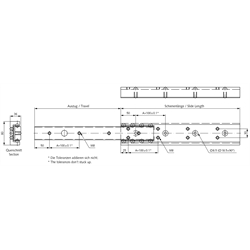Auszugschiene DA 4120 Schienenlänge 700mm Aluminium, Technische Zeichnung