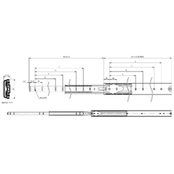 Auszugschienensatz DZ 5417 Schienenlänge 550mm hell verzinkt, Technische Zeichnung
