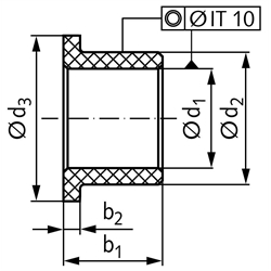 Gleitlager-Bundbuchsen aus Kunststoff EP22 TM, bis 170ºC, Technische Zeichnung