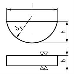 Scheibenfedern DIN 6888 aus Edelstahl, Technische Zeichnung