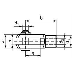 Gabelgelenke DIN 71752 verzinkt, Technische Zeichnung