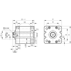 Doppeltwirkende Kompaktzylinder mit Magnetkolben, ISO 21287, Technische Zeichnung