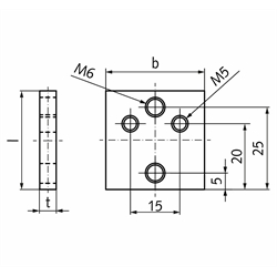Montageadapter für Federblechmontage und Montagewinkel, Technische Zeichnung