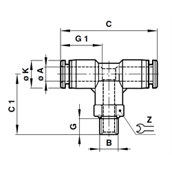 Drehbare T-Einschraubverschraubung Rohr-Außendurchmesser 8mm Gewinde G1/8 , Produktphoto