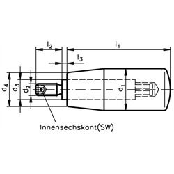 Drehbare Zylindergriffe 598, rostfrei, Technische Zeichnung