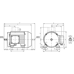 Drehstrom-Normmotoren SM/I, B3, 2-polig, 3000 /min, Technische Zeichnung