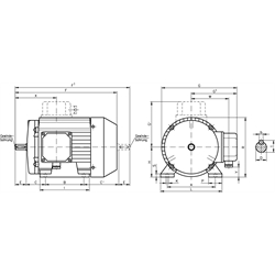 Drehstrom-Normmotor SM/I 230/400V 50Hz 1,1kW ca. 950 /min. Baugröße 90 L Bauform B3 Effizienzklasse IE3 (Betriebsanleitung im Internet unter www.maedler.de im Bereich Downloads), Technische Zeichnung