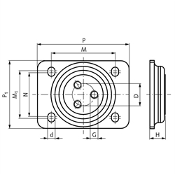 Einfache Druckkugellager, Technische Zeichnung