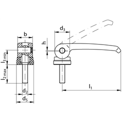 Exzenterspanner 927 mit Außengewinde Form B, Technische Zeichnung